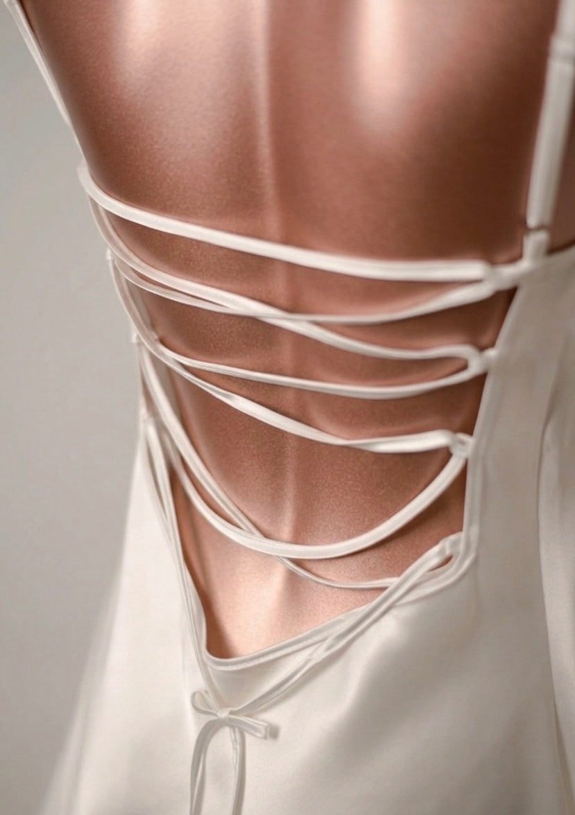 Midnight Kiss Long Satin Dress - White