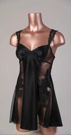 Dare to Dream Satin Short Dress - Black 1001