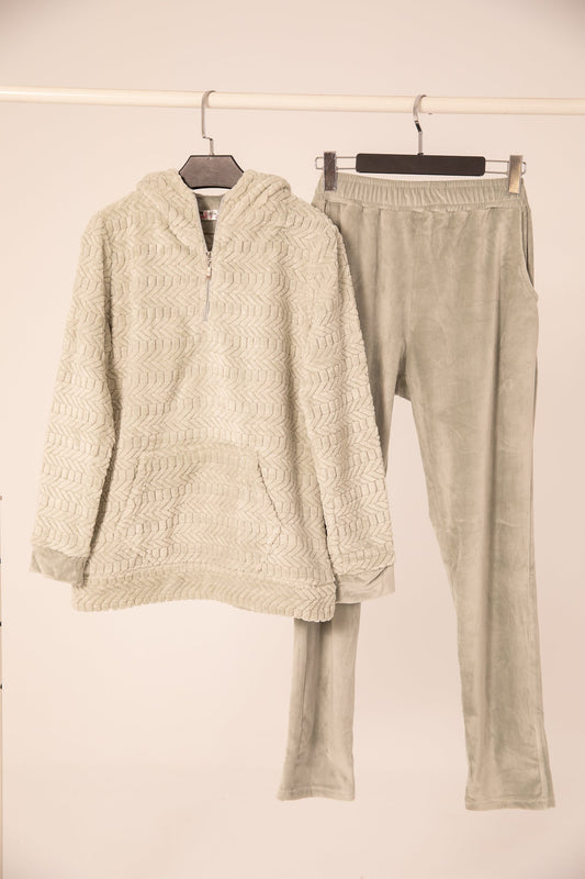 Half zepper velvet pajama 9050