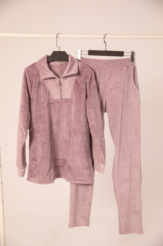 Half zipper velvet pajama 9080