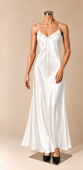 Midnight Kiss Long Satin Dress - White
