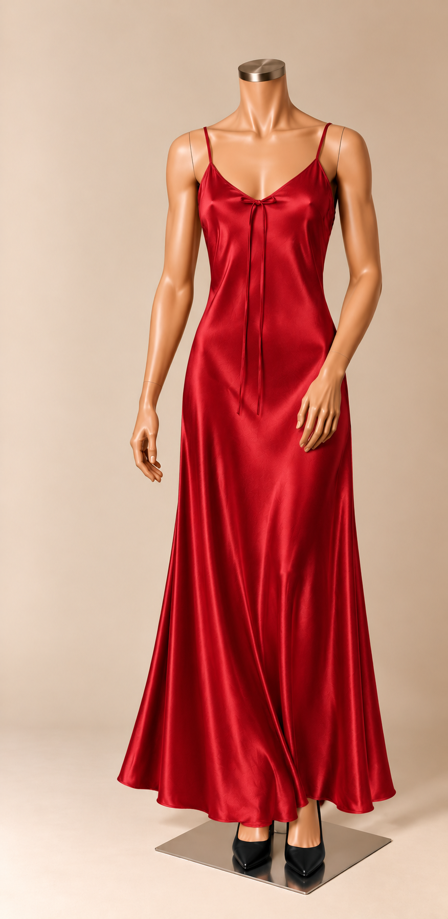 Midnight Kiss Long Satin Dress - Red