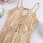 BabyDoll Satin Short Dress - Beige 1821