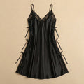 Satin Open-Back Slip Short Dress - Black 1819