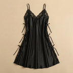 Satin Open-Back Slip Short Dress - Black 1819