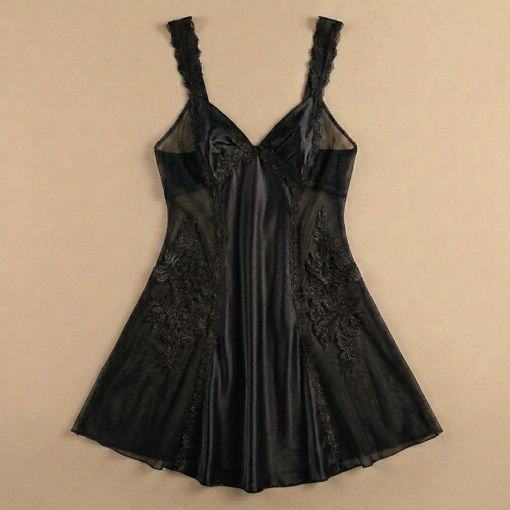 Dare to Dream Satin Short Dress - Black 1001