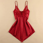 BabyDoll Satin Short Dress - Red 1821