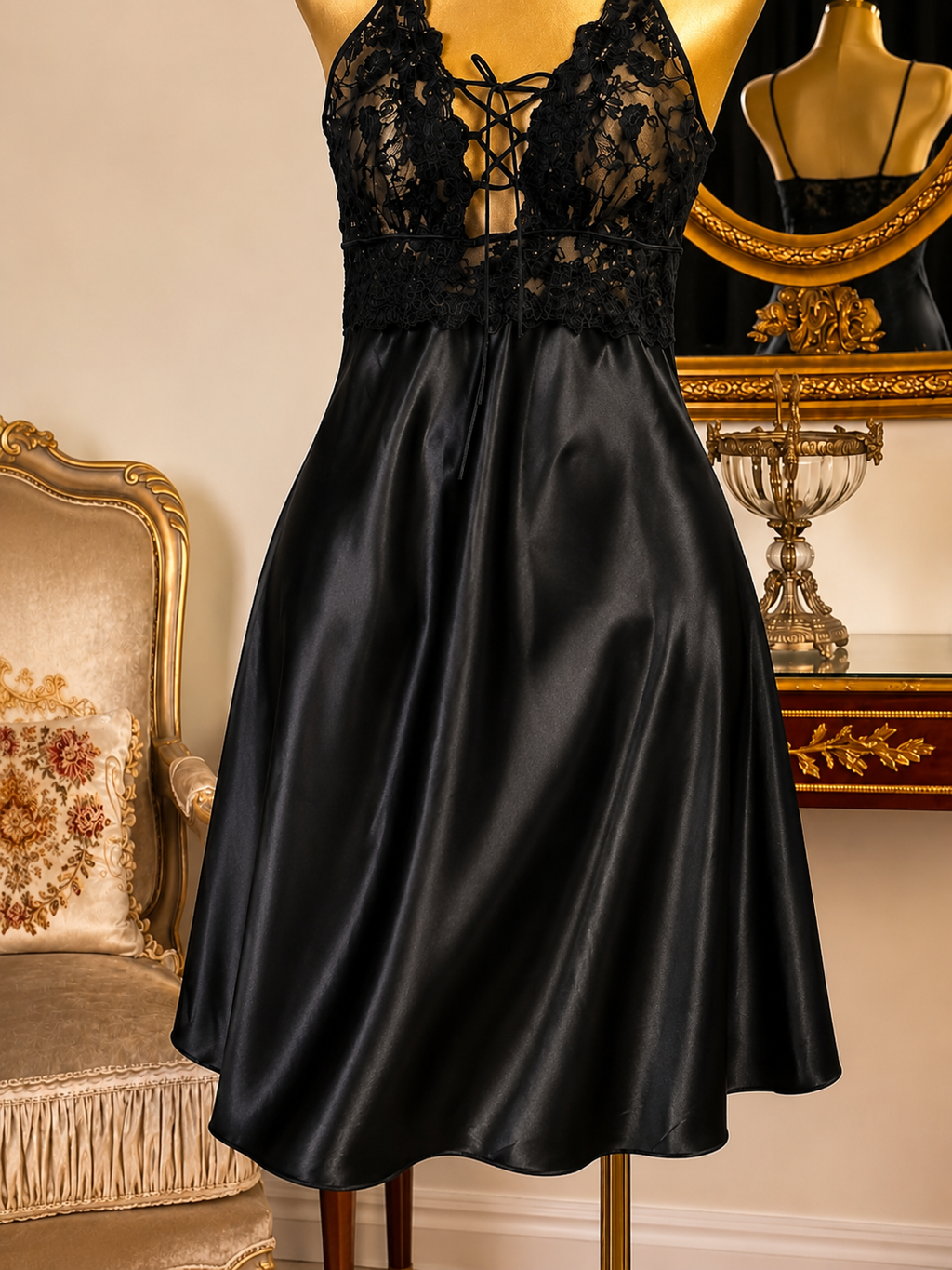 Black Opal Satin Dress