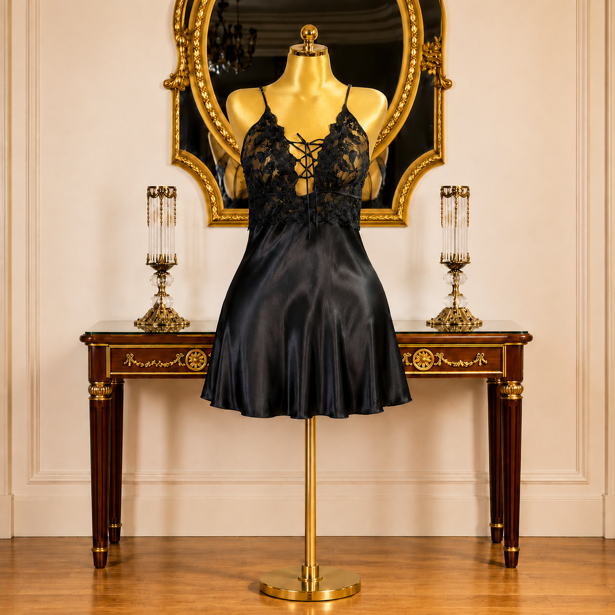 Black Opal Satin Short Dress 2711