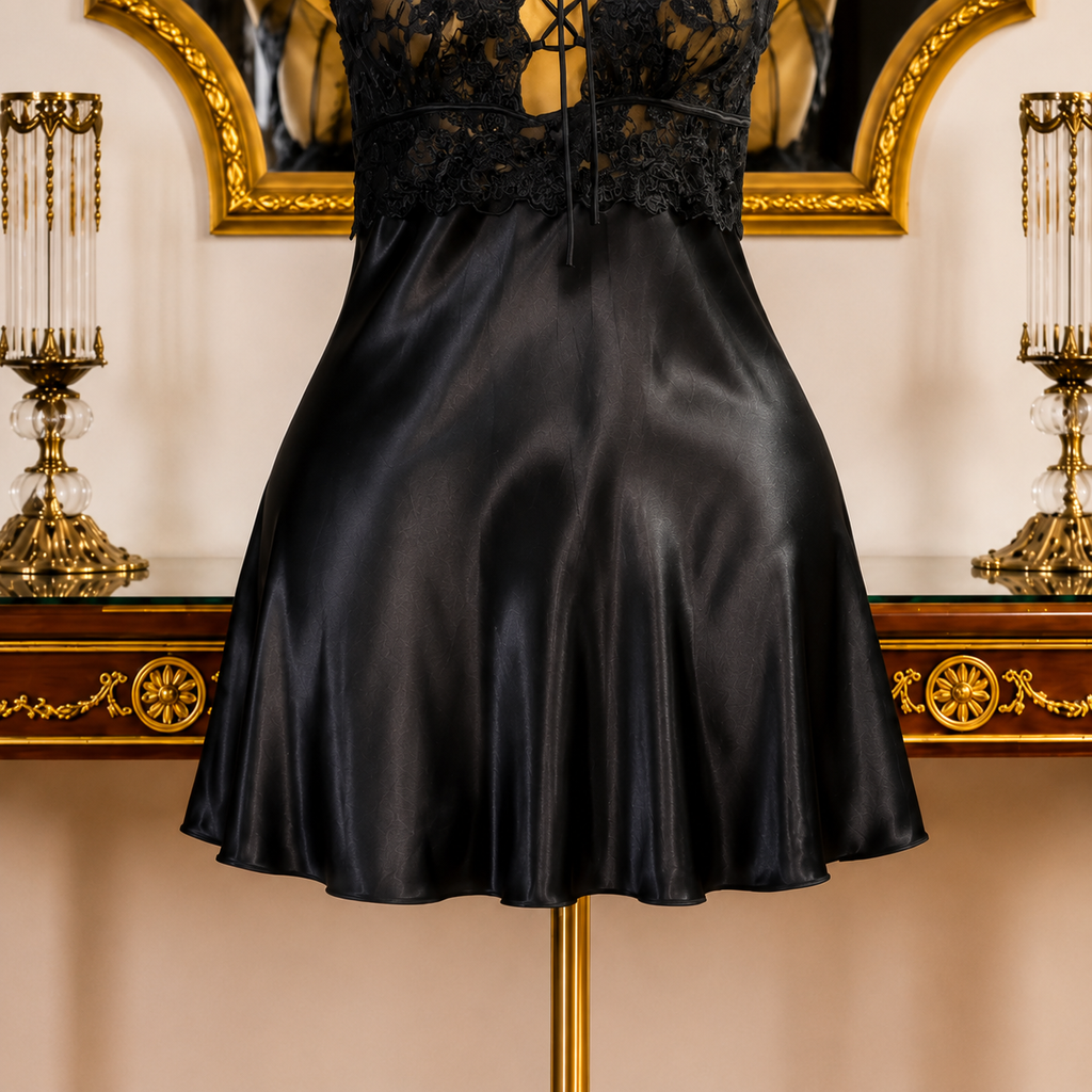 Black Opal Satin Short Dress 2711