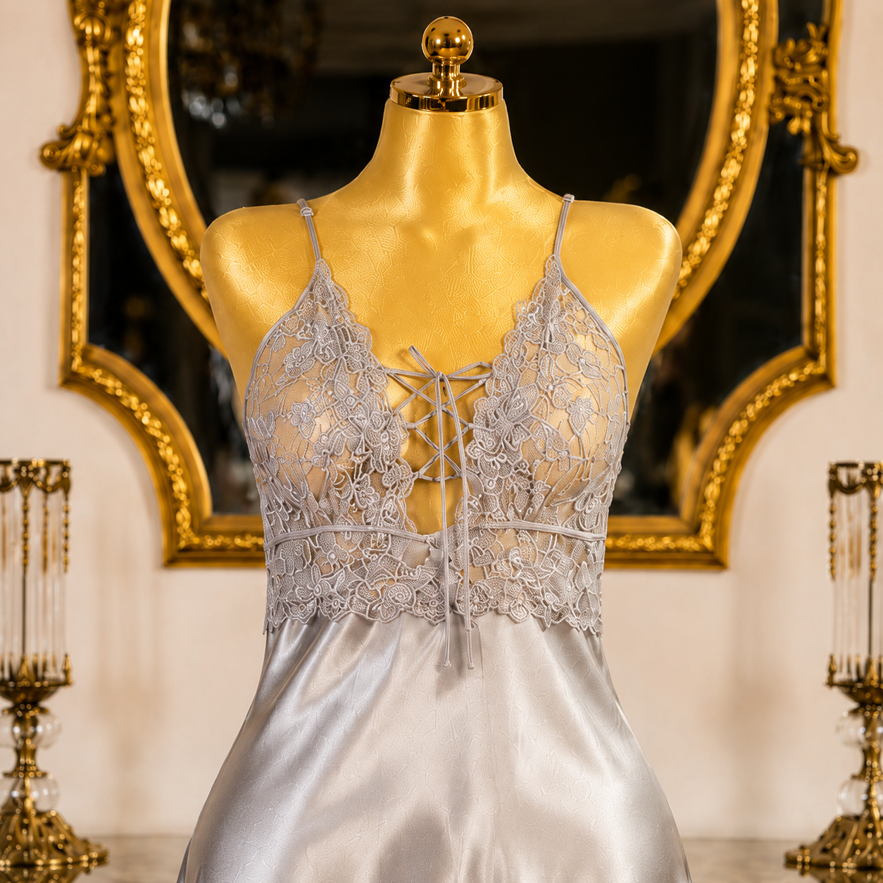 Off White Opal Satin Short Dress