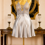 Off White Opal Satin Short Dress