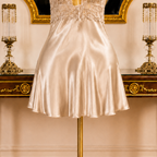 Soft Beige Opal Satin Short Dress