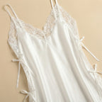Satin Open-Back Slip Short Dress - White 1819
