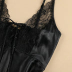 BabyDoll Satin Short Dress - Black 1821