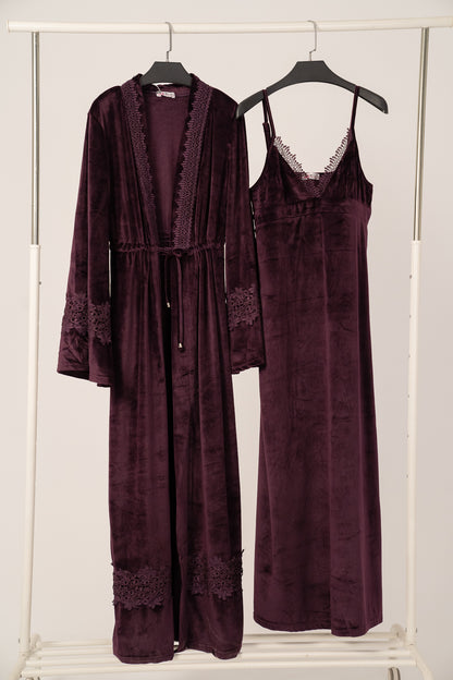 9199 Long dress & Robe Set