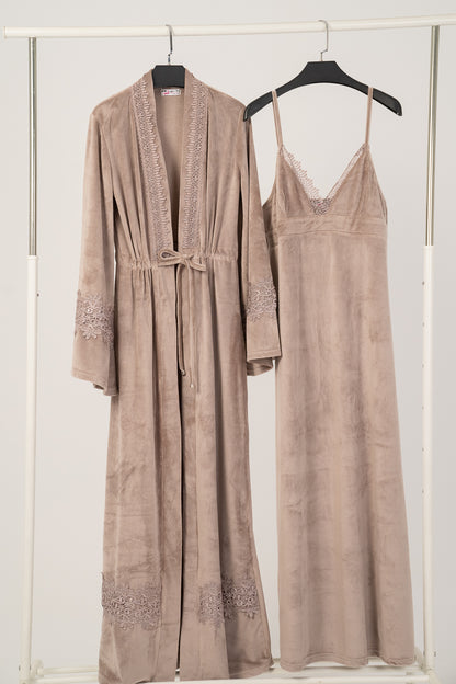 9199 Long dress & Robe Set