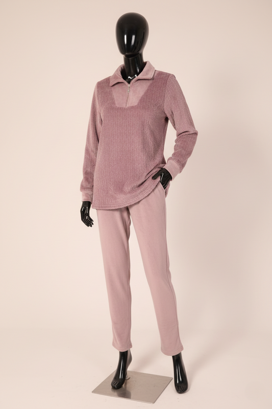 Half zipper velvet pajama 9080