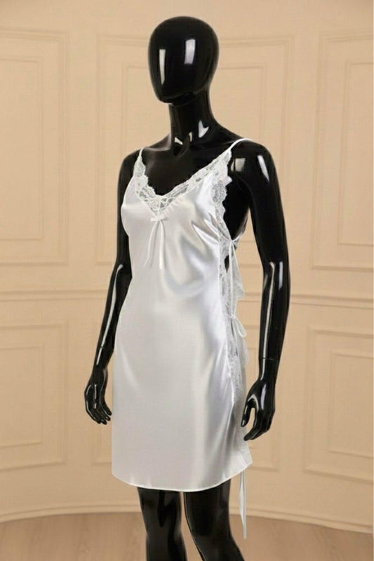 Satin Open-Back Slip Dress