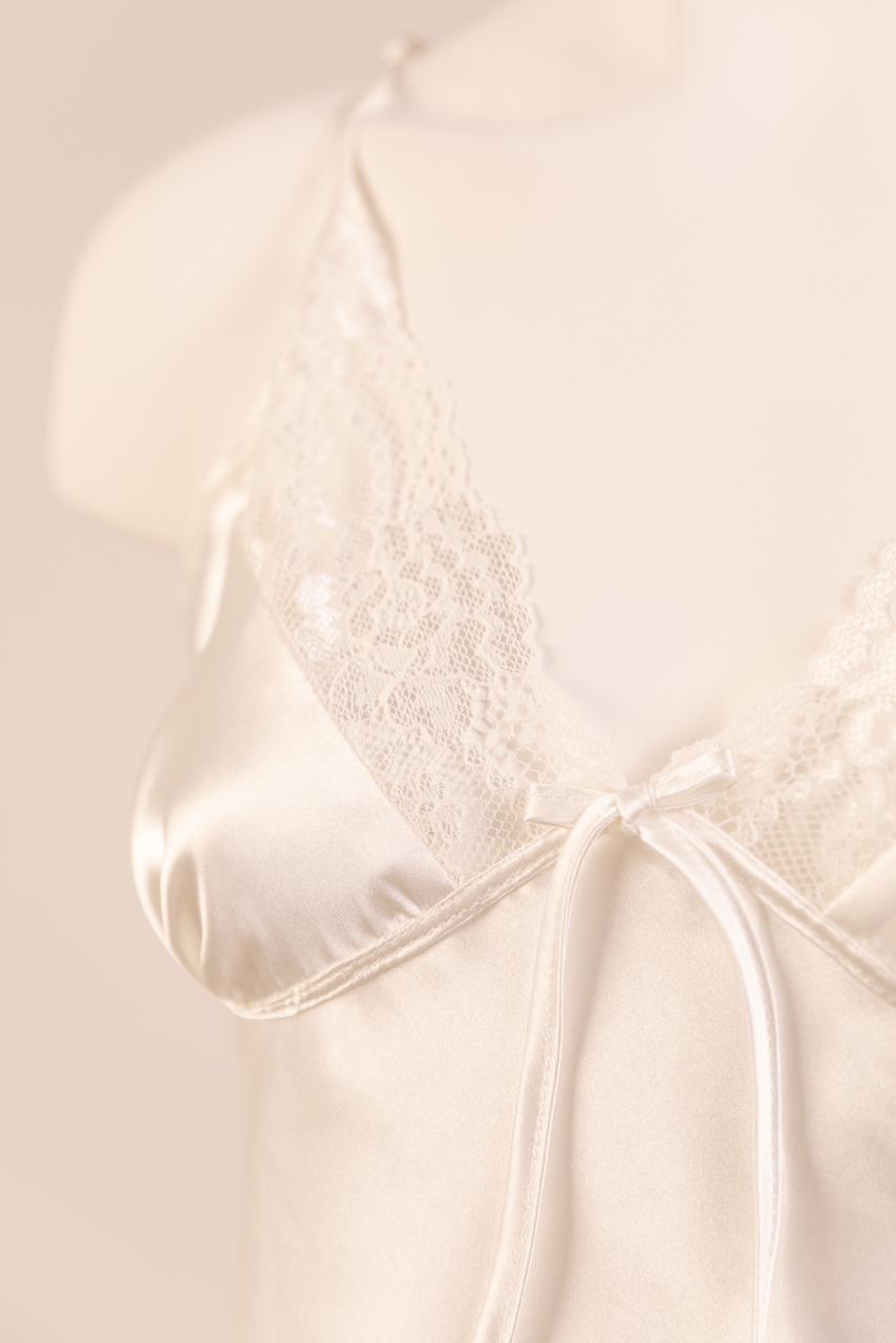 Satin Rose Lace-Trim Cami & Flutter Short Set