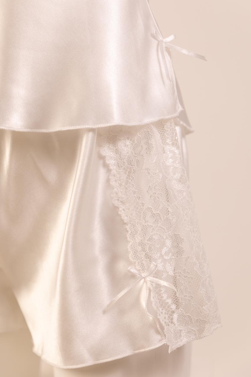 Satin Rose Lace-Trim Cami & Flutter Short Set