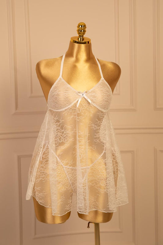 Wicked Unlined Rose Lace Babydoll Set