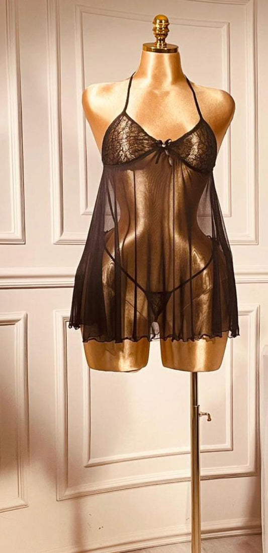 Wicked Unlined Rose Lace Babydoll Set