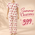 Cotton pajamas with a bow print 1005