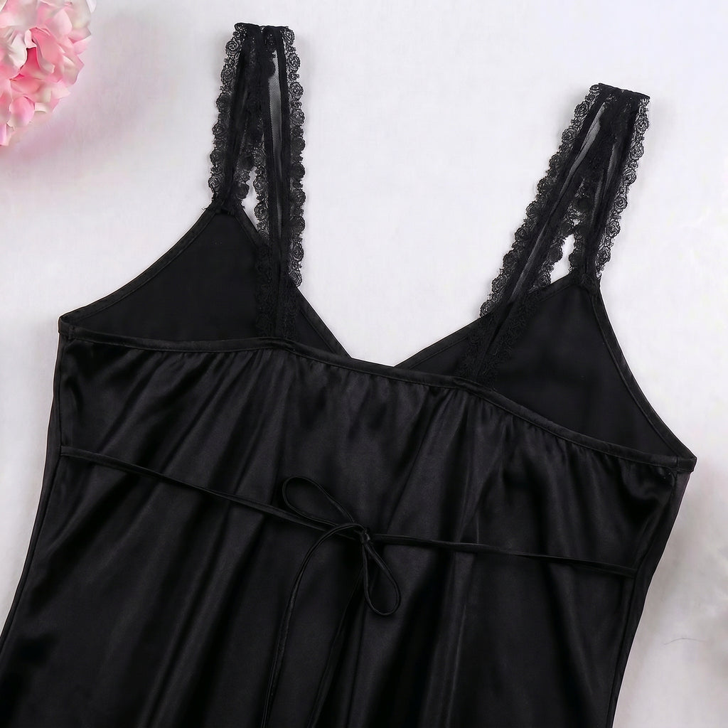 Dare to Dream Satin Short Dress - Black 1001