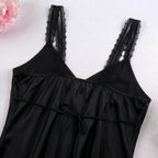 Dare to Dream Satin Short Dress - Black 1001
