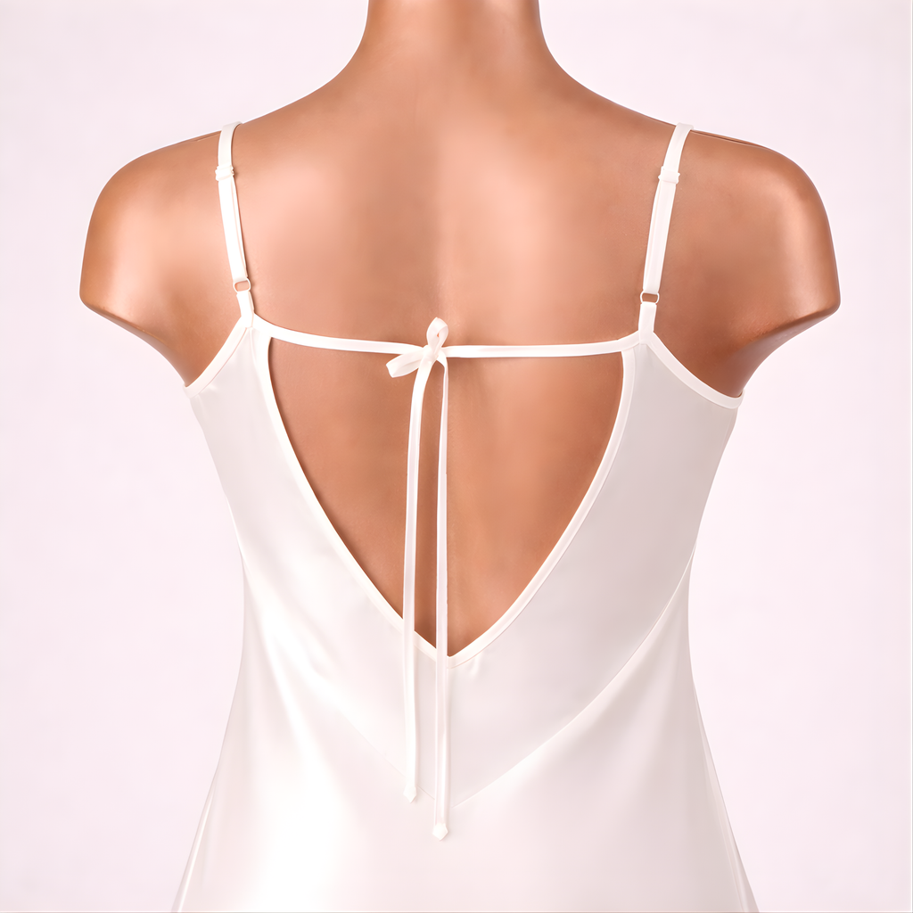Night Satin Short Dress - White 2285