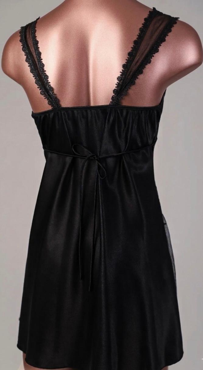 Dare to Dream Satin Short Dress - Black 1001