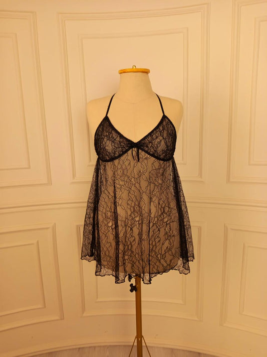 Wicked Unlined Rose Lace Babydoll Set