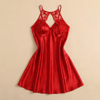 Night Satin Short Dress - Red 2285