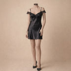 Midnight Lace Satin Short Dress