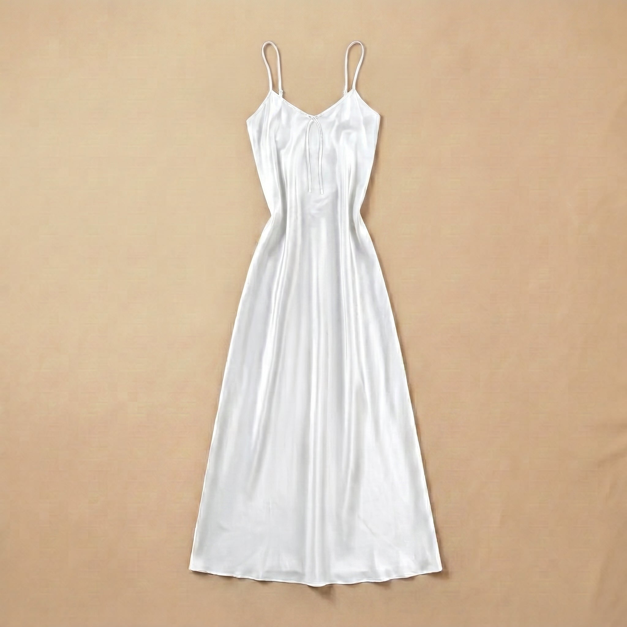 Midnight Kiss Long Satin Dress - White