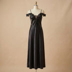 Ruby Desire Black Long Satin Dress 1877
