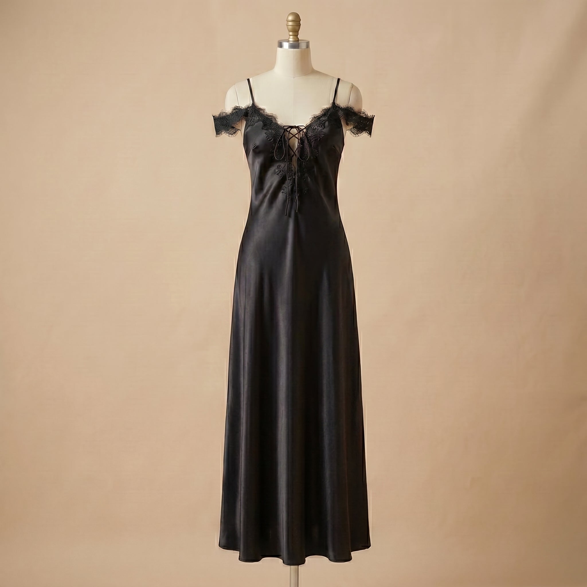 Ruby Desire Black Long Satin Dress