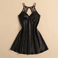 Night Satin Short Dress - Black 2285