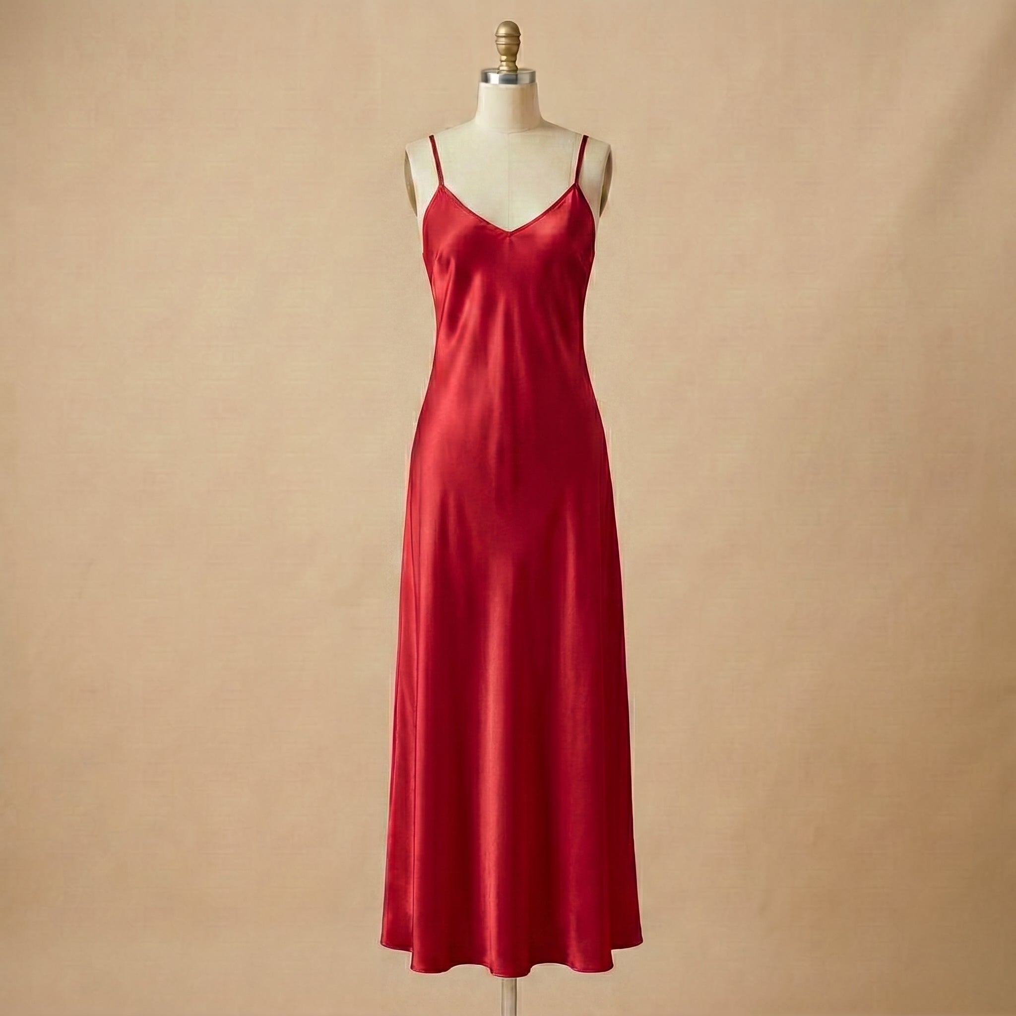 Midnight Kiss Long Satin Dress - Red