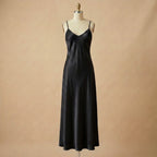 Midnight Kiss Long Satin Dress - Black
