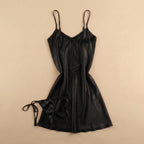 Midnight Kiss Satin Short Dress - Black 213