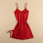 Midnight Kiss Satin Short Dress - Red 213