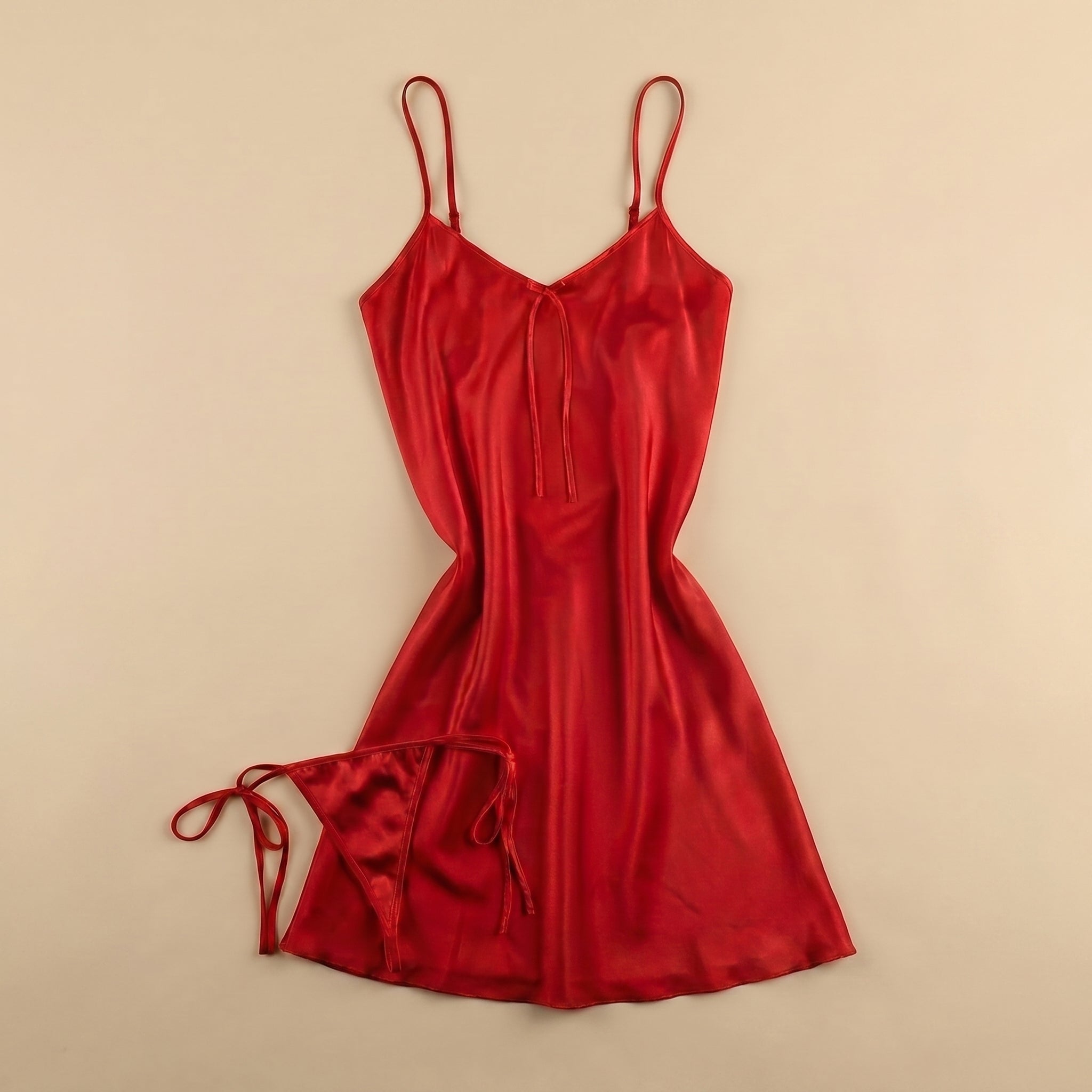 Midnight Kiss Satin Short Dress - Red 213