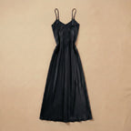 Midnight Kiss Long Satin Dress - Black