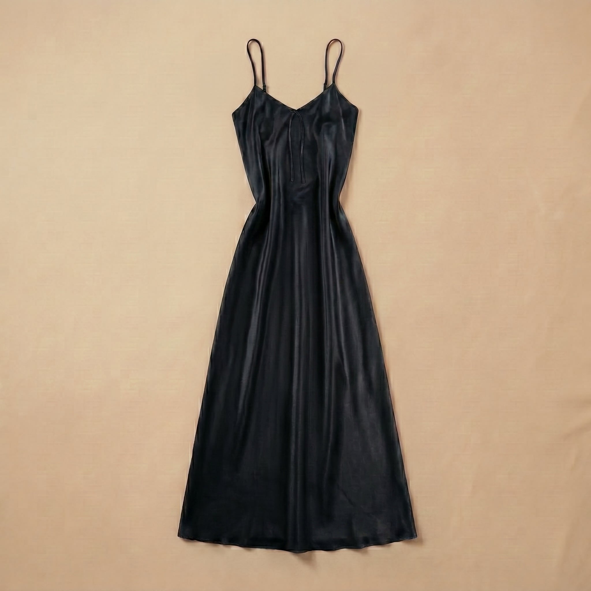 Midnight Kiss Long Satin Dress - Black