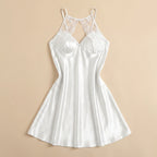 Night Satin Short Dress - White 2285