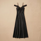 Ruby Desire Black Long Satin Dress 1877