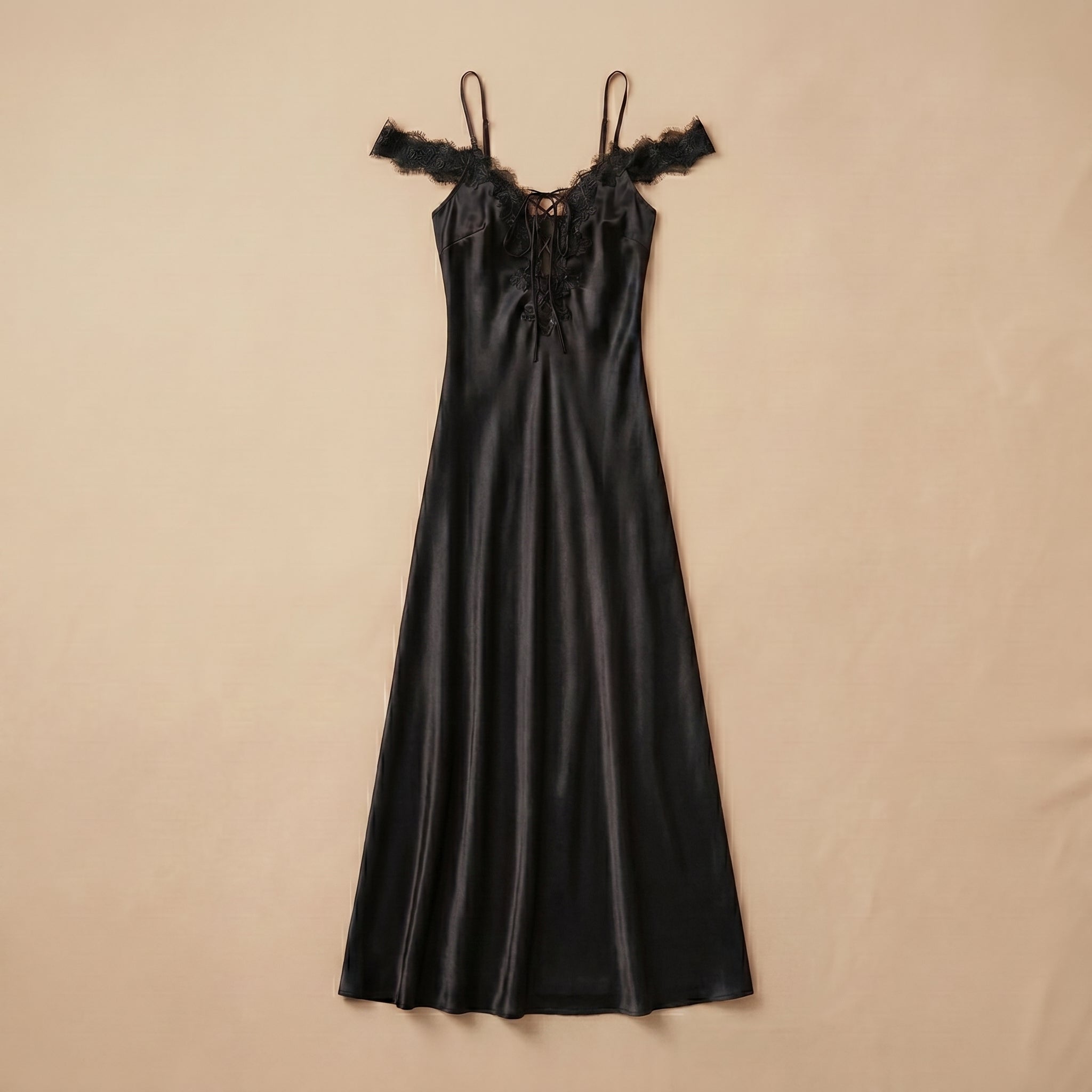 Ruby Desire Black Long Satin Dress