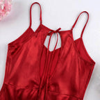 BabyDoll Satin Short Dress - Red 1821